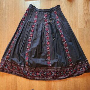 Vintage Skirt Pleated Drawstring German Skirt Boho Ocktoberfest waist 32in